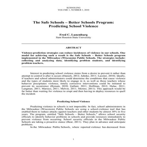 Lunenburg, fred c the safe schools   better schools preogram schooling v1 n1 ...