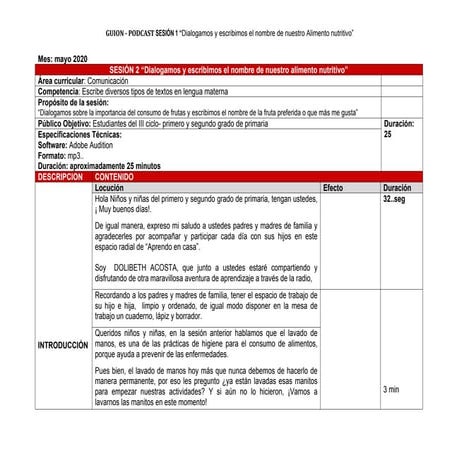 Sesion de aprendizaje LUNES 11MAYO para tercer y cuarto grado | PDF