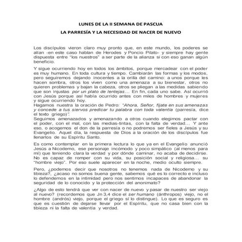 Lunes de la ii semana de pascua