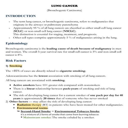 Lung cancer: Pulmonary & Critical Care review (2020)