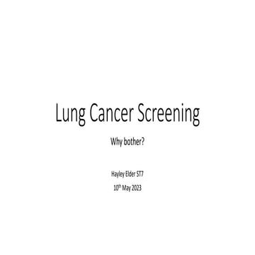 Screening and Early Intervention as the Keys to Success in Lung Cancer ...