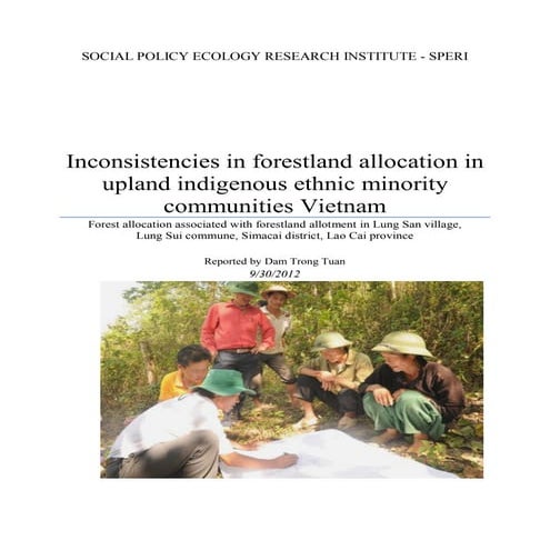 Inconsistencies in forestland allocation in upland indigenous ethnic minority communities Vietnam