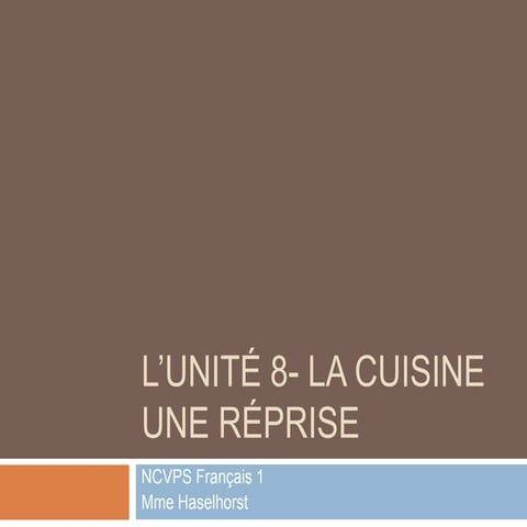 L’unité 8  la cuisine review