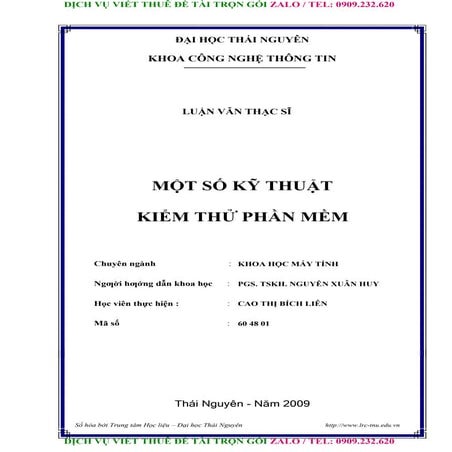 LUẬN VĂN - MỘT SỐ KỸ THUẬT KIỂM THỬ PHẦN MỀM.doc
