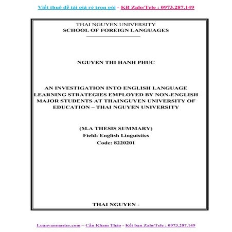 Luận Văn An investigation into english language learning strategies ...