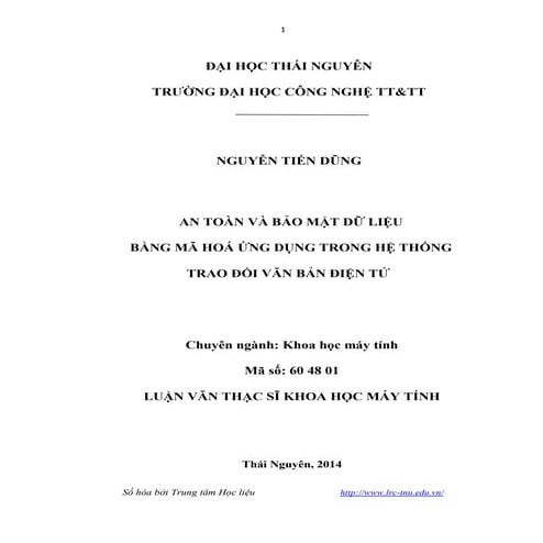 Luận văn An toàn và bảo mật dữ liệu bằng mã hóa ứng dụng trong hệ thống trao ...