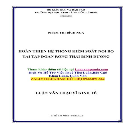 Luận Văn Hoàn Thiện Hệ Thống Kiểm Soát Nội Bộ Tại Tập Đoàn Rồng Thái Bình Dương