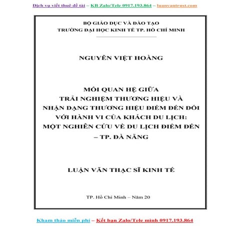 Luận Văn Mối Quan Hệ Giữa Trải Nghiệm Thương Hiệu Và Nhận Dạng Thương Hiệu.doc