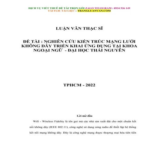 Luận Văn Nghiên Cứu Kiến Trúc Mạng Lưới Không Dây Triển Khai Ứng Dụng Tại Kho...