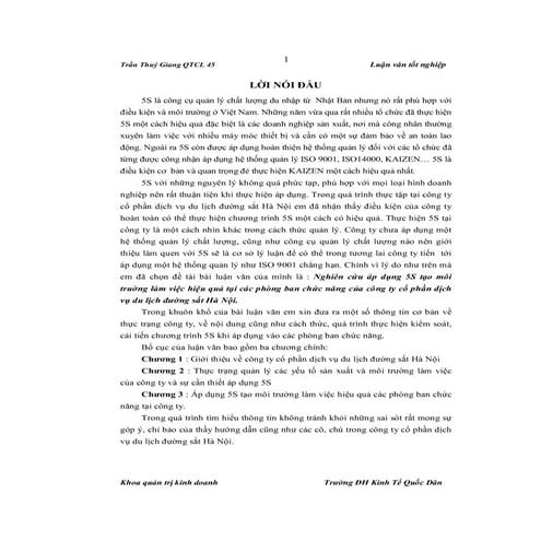 Luận văn nghiên cứu áp dụng 5 s tạo môi trường làm việc hiệu quả tại các phòn...