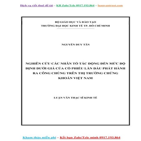 Luận Văn Định Dưới Giá Của Cổ Phiếu Lần Đầu Phát Hành Ra Công Chúng.doc