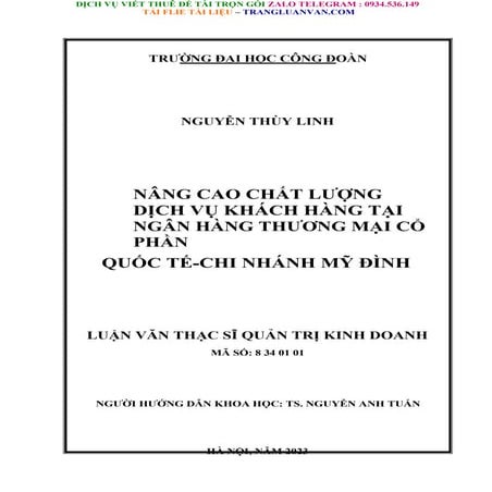 Luận Văn Nâng Cao Chất Lượng Dịch Vụ Khách Hàng Tại Ngân Hàng VIB.