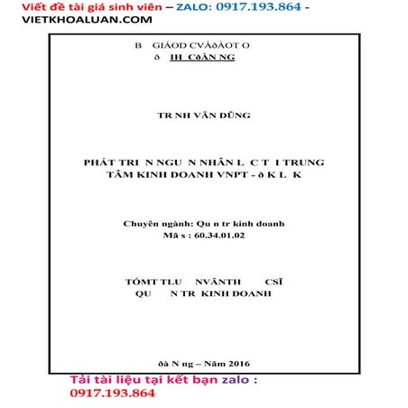 Luân Văn Phát triển nguồn nhân lực tại trung tâm kinh doanh VNPT - Đăk Lăk.doc