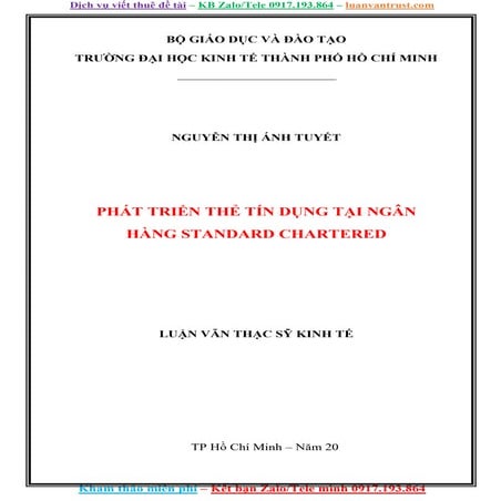 Luận Văn Phát Triển Thẻ Tín Dụng Tại Ngân Hàng Standard Chartered.doc