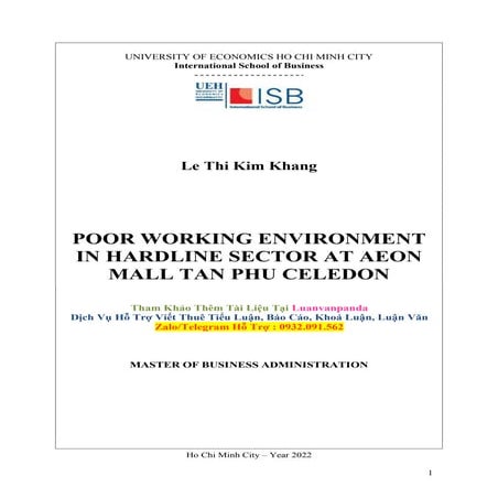 Luận Văn Poor Working Nvironment In Hardline Sector At Aeon Mall Tan ...