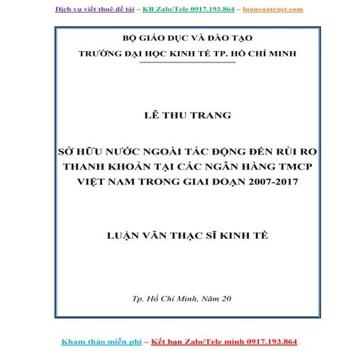 Luận Văn Sở Hữu Nước Ngoài Tác Động Đến Rủi Ro Thanh Khoản Tại Các Ngân Hàng.doc
