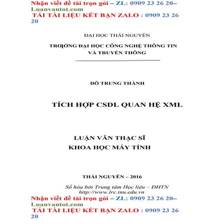 Luận Văn Tích Hợp Csdl Quan Hệ Xml.doc