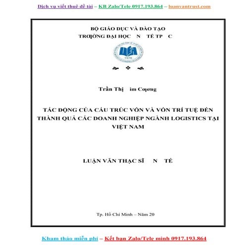Luận Văn Tác Động Của Cấu Trúc Vốn, Vốn Trí Tuệ Đến Công Ty Logistics.doc