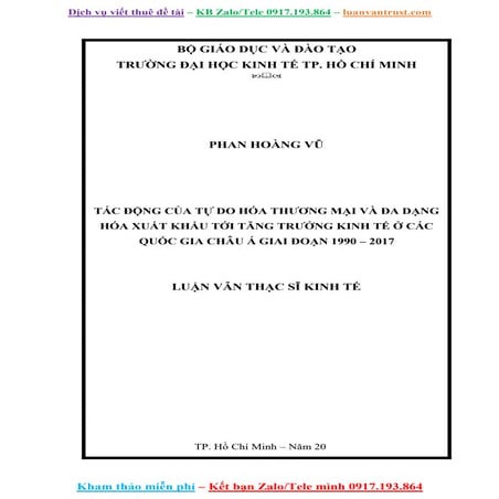 Luận Văn Tác Động Của Tự Do Hóa Thương Mại Và Đa Dạng Hóa Xuất Khẩu.doc