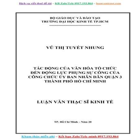Luận Văn Tác Động Của Văn Hóa Tổ Chức Đến Động Lực Của Công Chức.doc