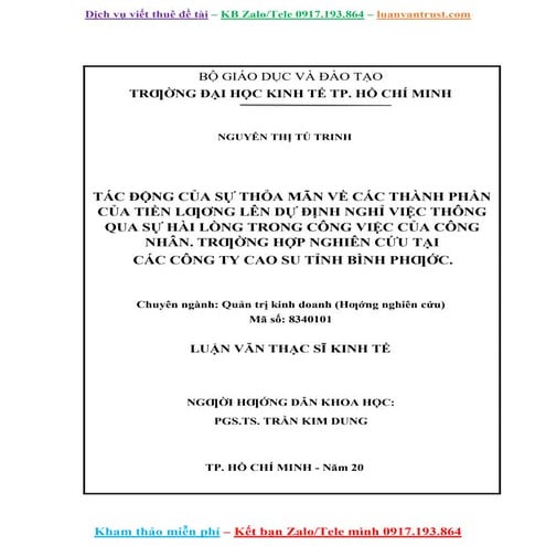 Luận Văn Tác Động Tiền Lương Lên Dự Định Nghỉ Việc Của Nhân Viên.doc