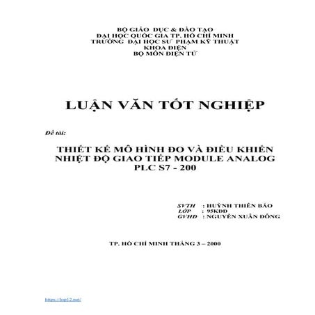 Luận văn Thiết kế mô hình đo và điều khiển nhiệt độ giao tiếp Module Analog PLC S7-200