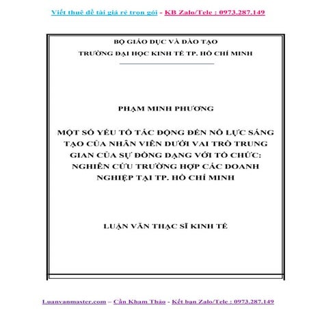 Luận Văn Yếu Tố Tác Động Đến Nỗ Lực Sáng Tạo Của Nhân Viên Dưới Vai Trò Trung...