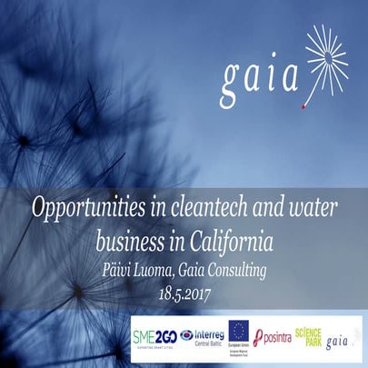 Luoma opportunities in cleantech and water business in california 18.5.2017