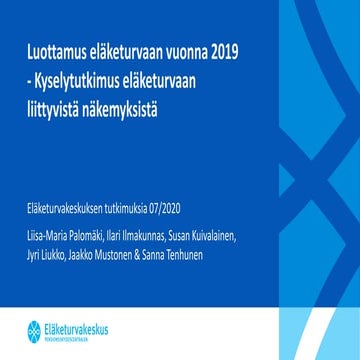 Luottamus eläketurvaan vuonna 2019