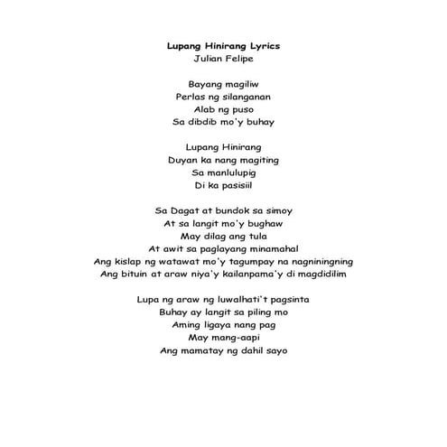 Lupang hinirang lyrics