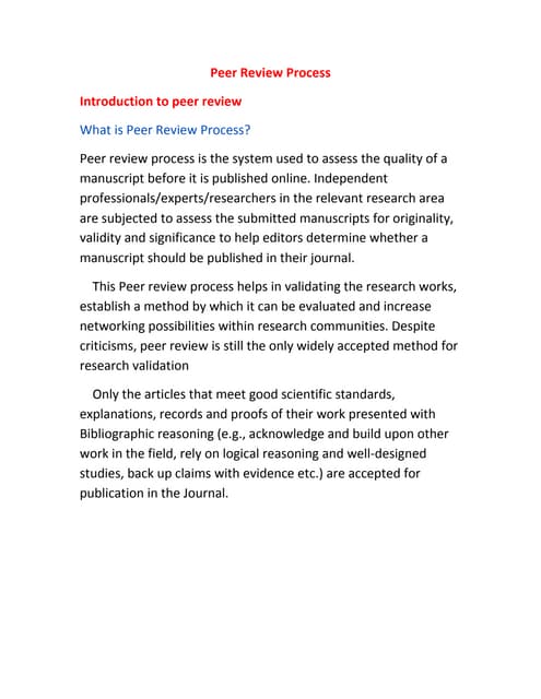 Peer review process | PDF | Publishing Industry | Industries