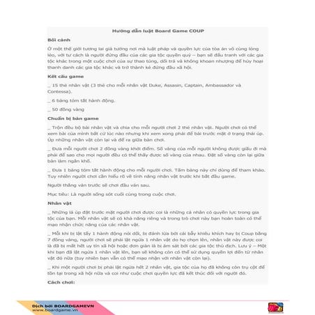 [BoardgameVN] Luật chơi Coup