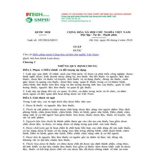Luật Dược 2016 số 105/2016/QH13