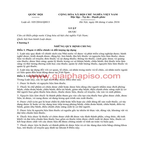 Luật Dược (sửa đổi) sẽ có hiệu lực từ 01/01/2017