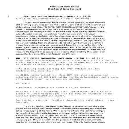 Luther 1x01 Script Extract Scene Direction Analysis | DOCX