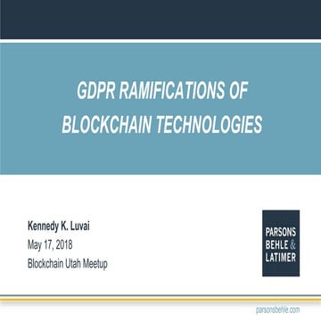 GDPR Ramifications of Blockchain Technologies