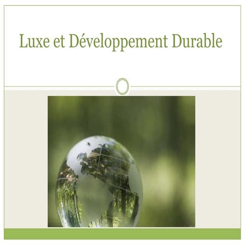 Luxe Et DéVeloppement Durable