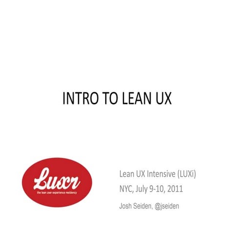 LUXi Intro to Lean UX
