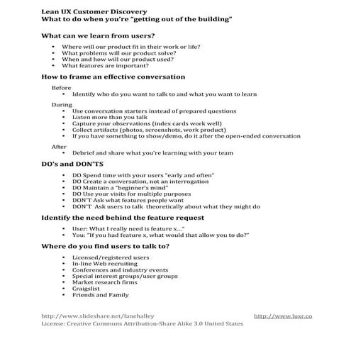 Lean Startup Customer Discovery Tips