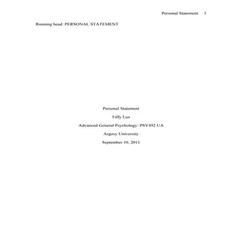 Tiffy Lux Personal Statement