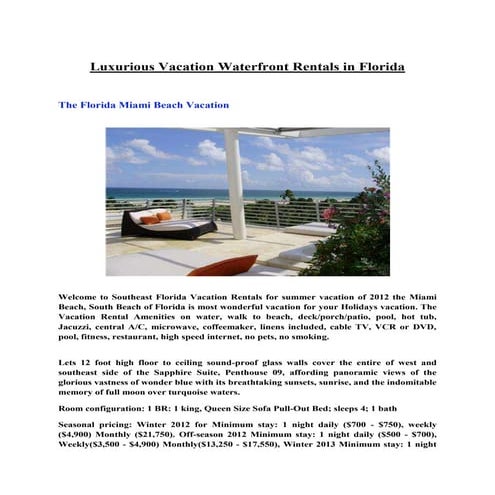 Luxurious vacation waterfront rentals in florida