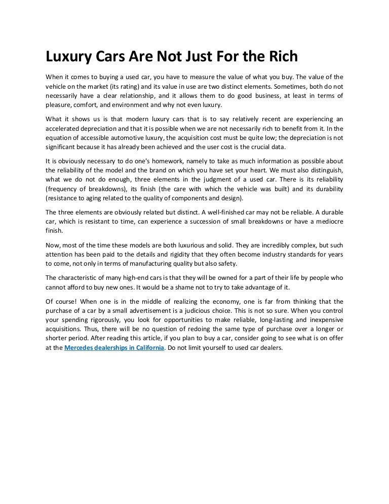 how do the wealthy buy cars