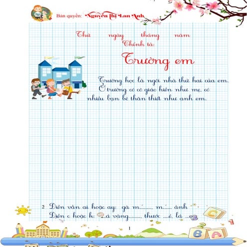 Luyện viết chính tả - Lớp 1 