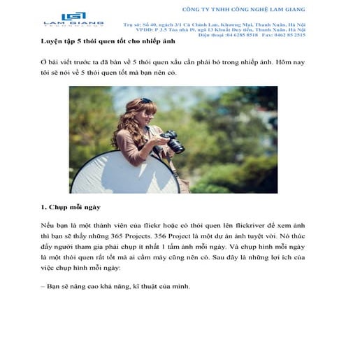 Luyện tập 5 thói quen tốt cho nhiếp ảnh