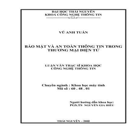BẢO MẬT VÀ AN TOÀN THÔNG TIN TRONG THƯƠNG MẠI ĐIỆN TỬ
