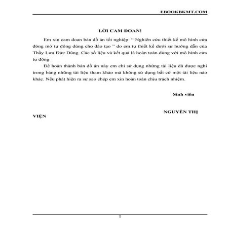 Luận văn: Nghiên cứu thiết kế mô hình cửa đóng mở tự động, HAY