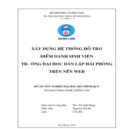 Đề tài: Hệ thống hỗ trợ điểm danh sinh viên trường ĐH Hải Phòng