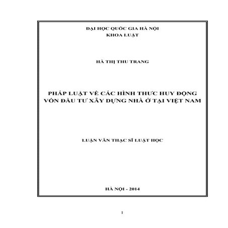 Đề tài: Pháp luật về hình thức huy động vốn đầu tư xây dựng nhà ở