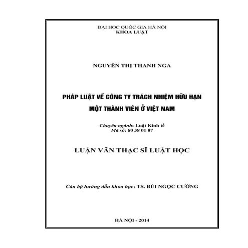 Đề tài: Pháp luật về công ty TNHH một thành viên ở Việt Nam, HAY