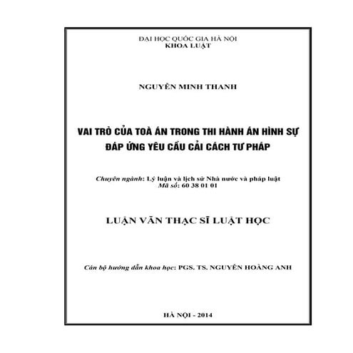 Luận văn: Vai trò của tòa án trong thi hành án hình sự, HOT | PDF